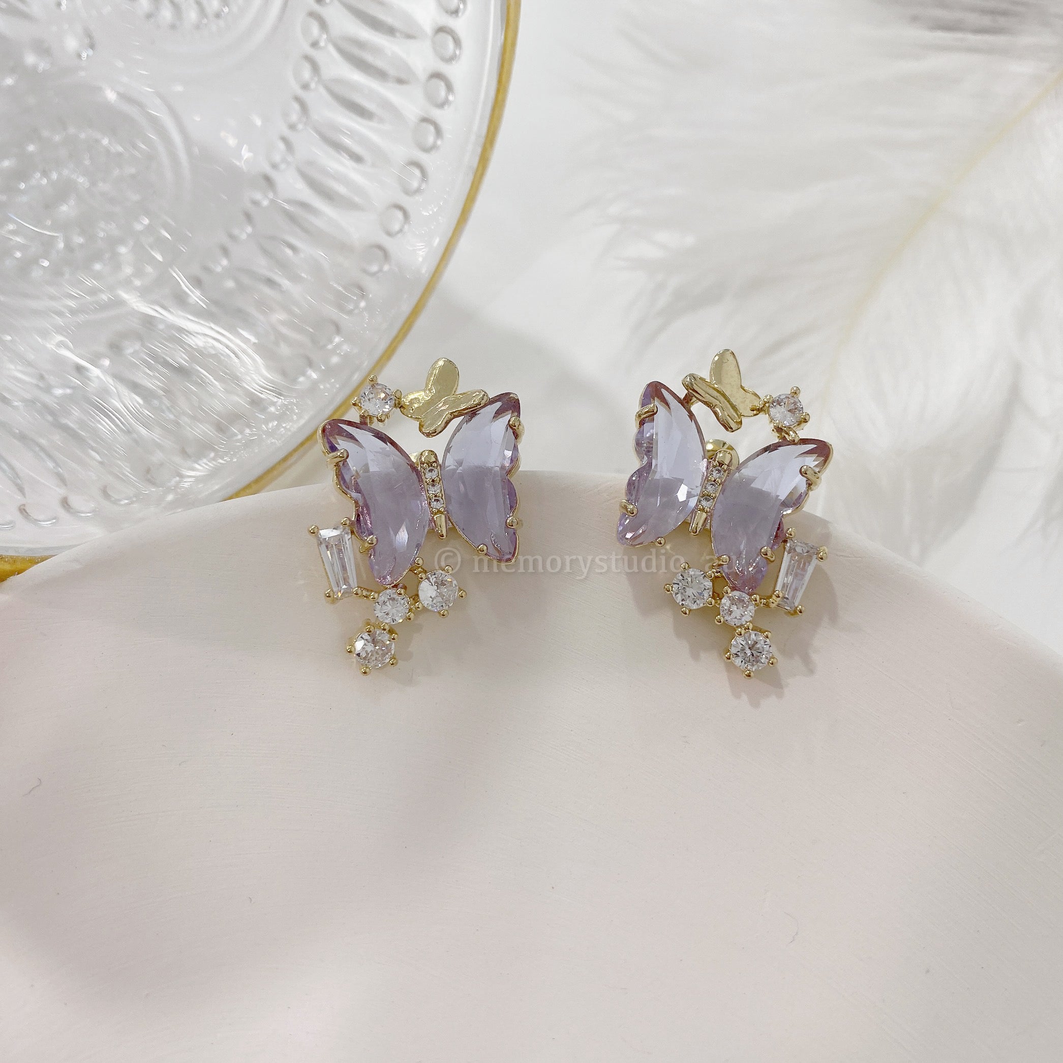 Clear butterfly outlet earrings